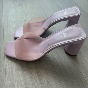 Zara block heel vinyl heels size 37 NWOT